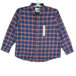 St Johns Bay Men's Classic Fit Super Soft Plaid Blue Red Shirt 2XL Big/Tall NWT